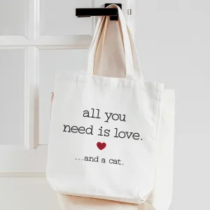 All you need is love... and a cat | Cat lover totebag | Pet tote bag Animal lover gifts