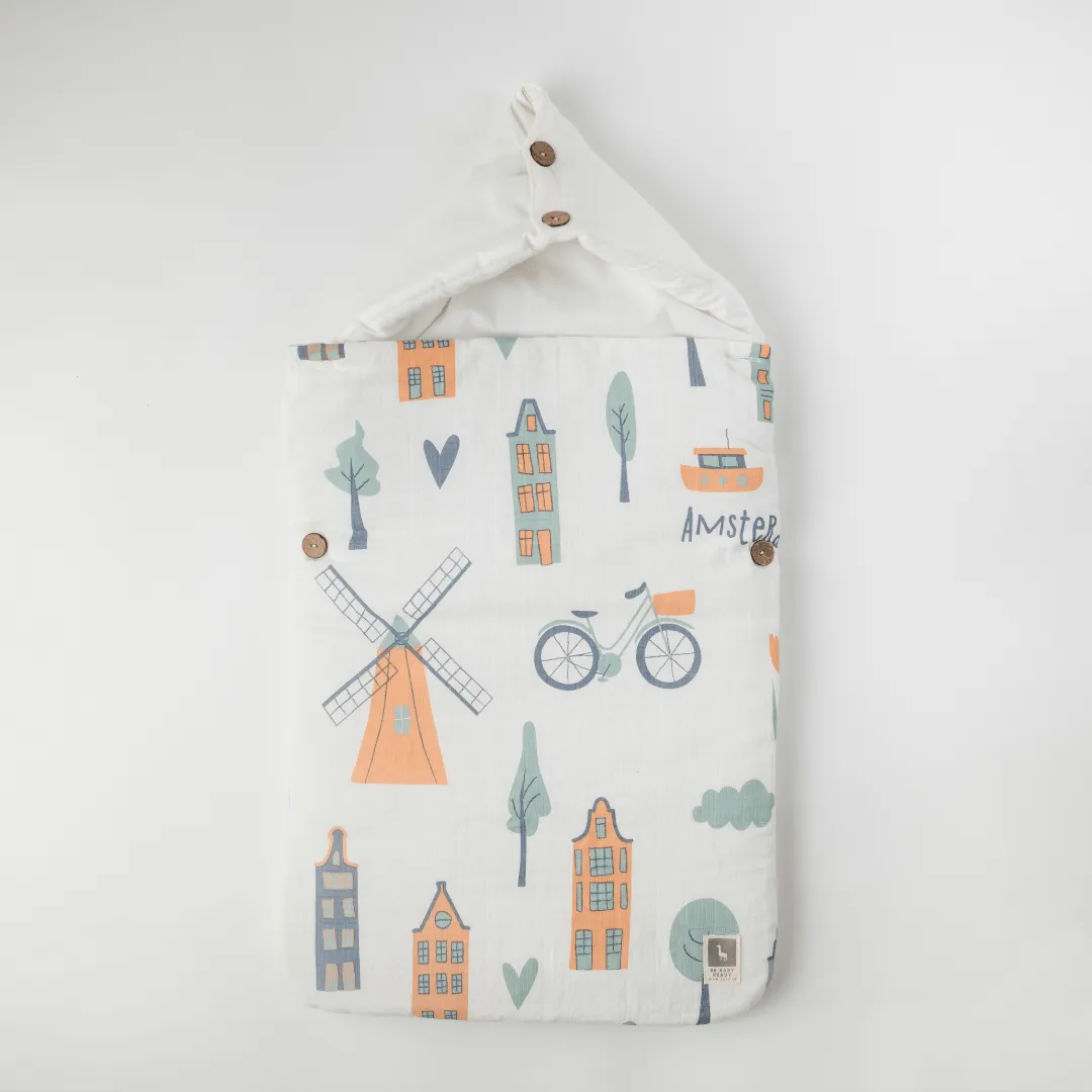 Awesome Amsterdam Baby Carrier Nest (Muslin) -Carrying Nest Bag Portable Travelling Bed for Infants for 0-4 Months