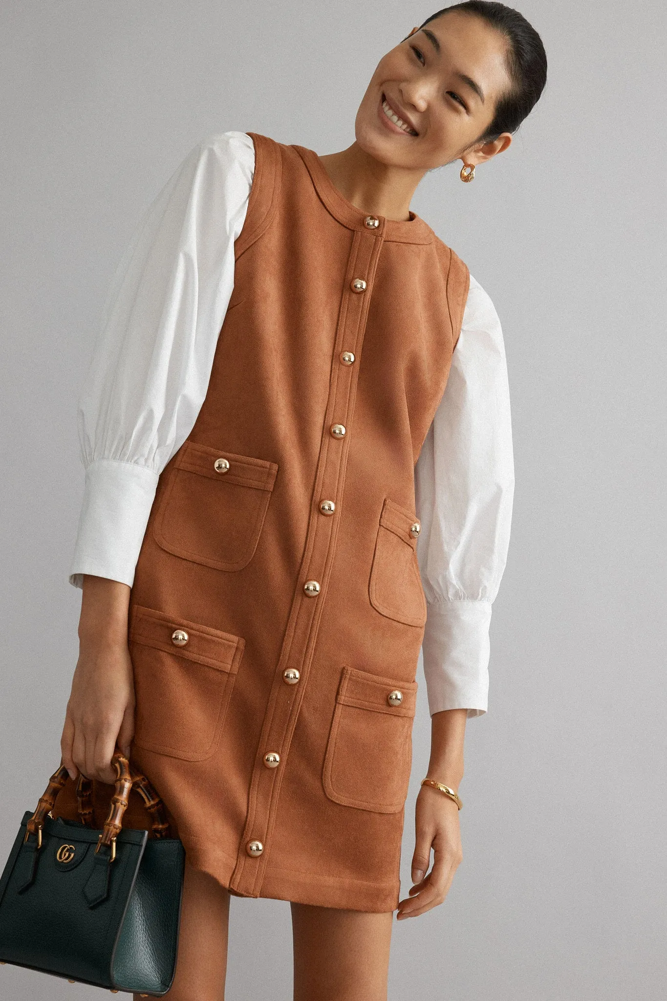 Cognac Suede Ollie Dress