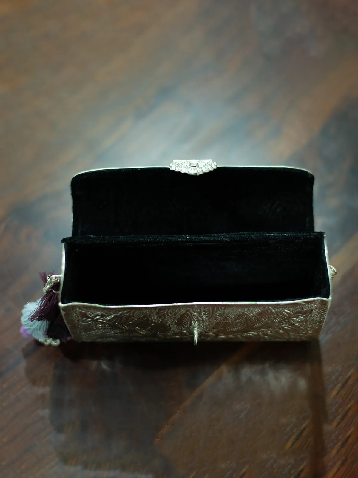 Floral Paatr Purse Silver