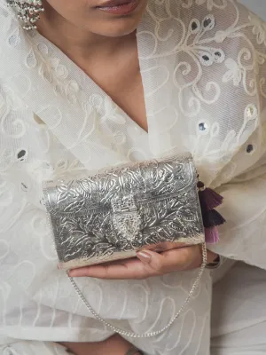 Floral Paatr Purse Silver