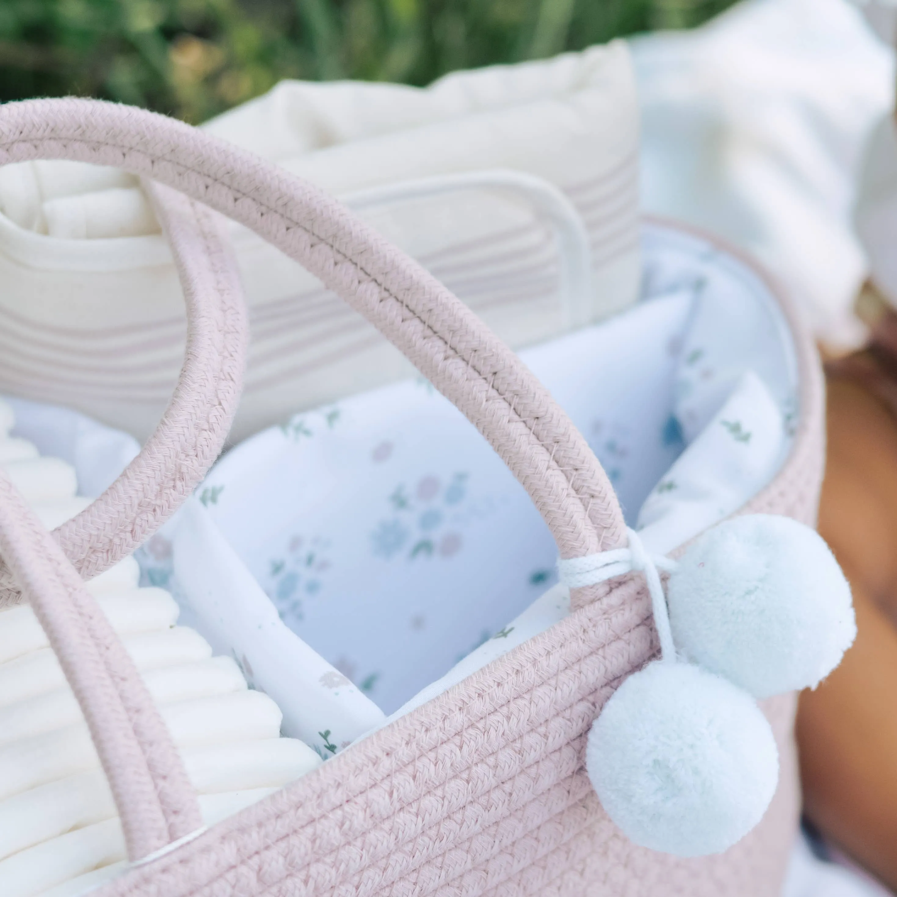 Rope Diaper Caddy - Vintage Rose