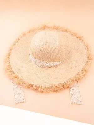 Scarf-Trimmed Straw Hat