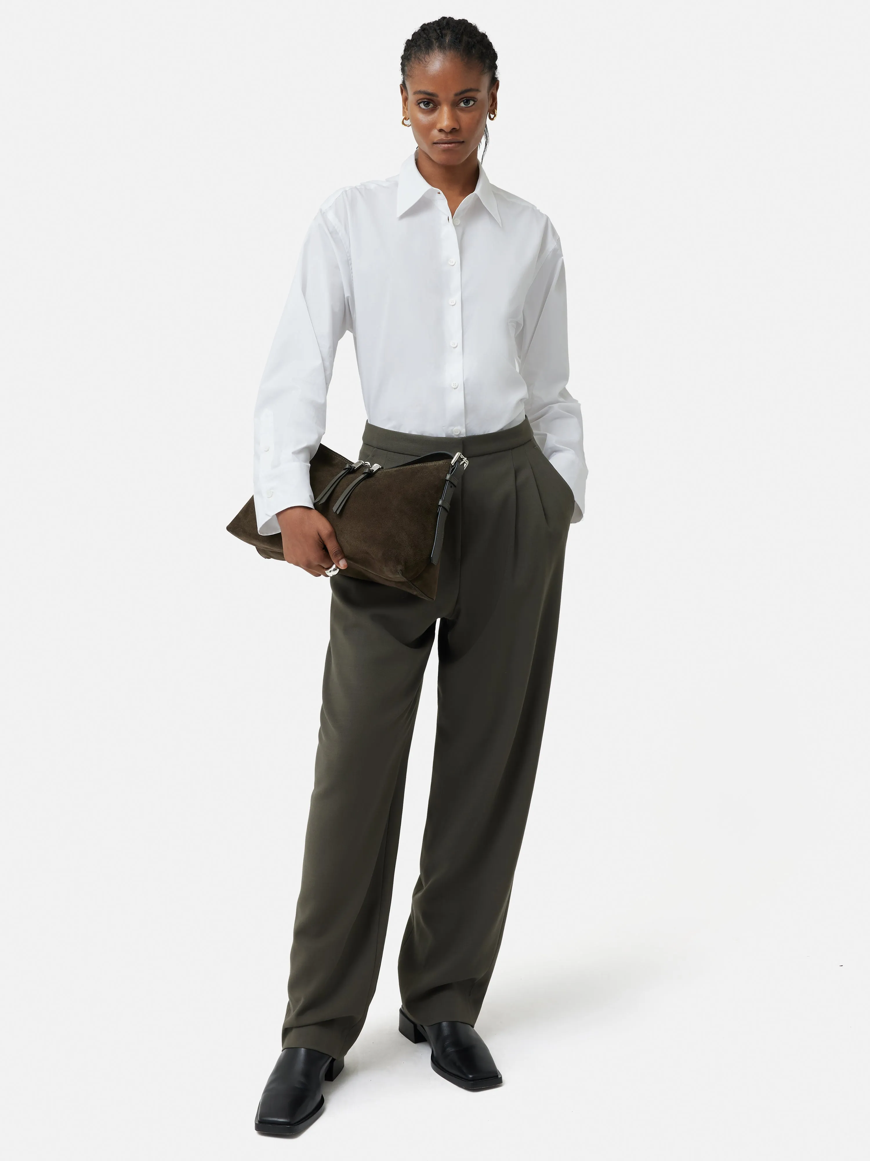 Trafalgar Suede Shoulder Bag | Khaki