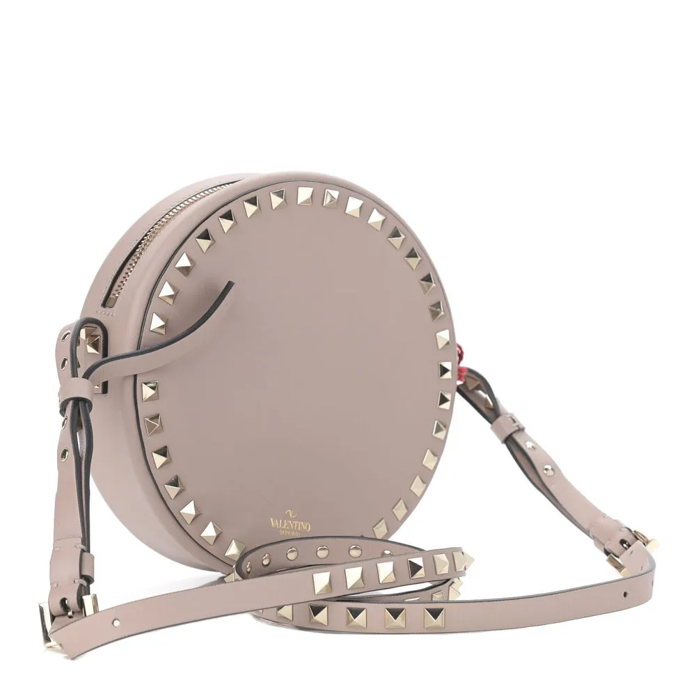 Valentino Poudre Calfskin Leather Rockstud Round Crossbody Bag